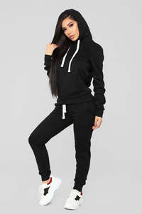 Women <b>Two</b> <b>Piece</b> Hoodie <b>Set</b> Fleece Jogger Tracksuit Urban Streetwear Wholesale Apparel Supplier USA - Product Image 6