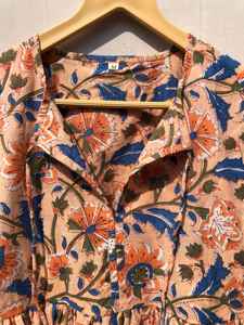 Robe midi en coton écologique à motifs floraux pour femme, robe personnalisée, tenue décontractée d'été, imprimée au bloc, vêtement de plage, vêtement de nuit, vente en gros - Product Image 5