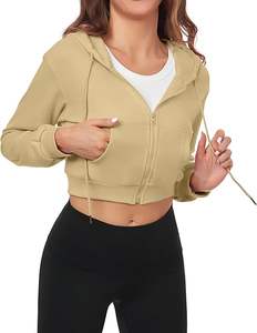 Sweat-shirt court zippé pour femme, hiver, logo frontal ODM, décontracté, sport, gym, entraînement - Product Image 1