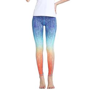 Pantalones de Yoga con Estampado a Color, Leggings Deportivos de Cintura Alta con Control de Abdomen, Fitness, Elásticos en Cuatro Direcciones, Spandex/Nylon, Secado Rápido, Transpirables - Product Image 5