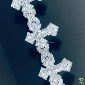 Bracelet à maillons croisés en diamant VVS1 de qualité Moissanite Diamond Pass Diamond Tester Heavy Quality 925 Sterling Silver for Unisex - Product Image 4