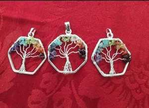 Colgante de Árbol de la Vida con Piedras Naturales de 7 Chakras, Bañado en Plata, Joyería Clásica de Moda, Venta al Por Mayor, Nueva Llegada, Mejor Calidad - Product Image 5