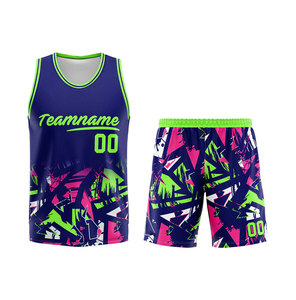 Conjunto de Uniforme de Baloncesto Sublimado Personalizado, Nombre del Equipo 00, Estampado Geométrico, Jersey y Pantalones Cortos Unisex para Adultos que Absorben la Humedad - Product Image 1