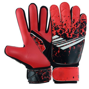 Football Goalkeeper Gloves Full Finger Latex Red Black Sublimation Print Non-Slip Breathable Adjustable Wrist <b>Strap</b> Hook Loop - Product Image 1