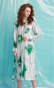 Women's Tie-Dye <b>Long</b> Sleeve Maxi <b>Dress</b> V-Neck Wrap Belted <b>Boho</b> Style Rayon Natural Waist Casual Loose Fit Woven All Seasons - Product Image 6