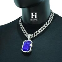 Collar con Colgante de Esmeralda Verde Corte Esmeralda de Lujo, Oro de 14K, Diamante Cultivado en Laboratorio VVS con Halo, Cadena Cubana Gruesa para Mujer