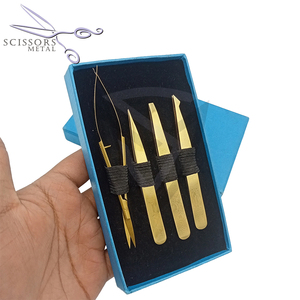 Ciseaux à sourcils en métal de qualité supérieure, étiquette privée, en acier inoxydable massif, couleur or, ciseaux à ressort inclinés pour cils - Product Image 2