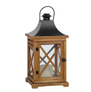 White wooden <b>lantern</b> trio glass panels black metal roof finial rustic vintage design <b>large</b> <b>lantern</b> with drawer elegant indoor - Product Image 5