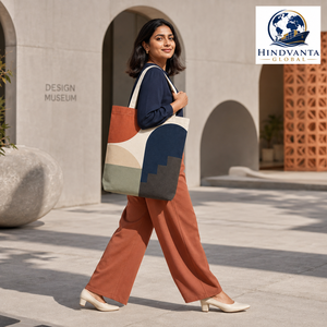 HINDVANTA GLOBAL Fashion Geometric Print Reusable Shoulder <b>Tote</b> <b>Bag</b> for Grocery Daily Use <b>Beach</b> & Travel - Product Image 6
