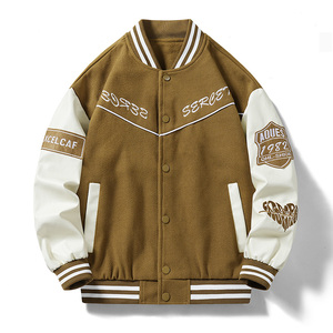 Veste universitaire bleue et blanche pour homme, style preppy, avec patchs brodés, coupe classique, col rabattu, pour l'automne - Product Image 5