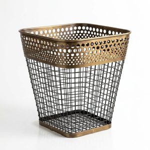 Cesta de alambre de hierro galvanizado extra grande hecha a mano de 42 cm, negra, con acabado de latón antiguo, perforada graduada, tipo Chhalni Punch Plate, para utensilios de cocina BI - Product Image 6
