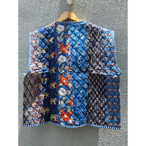 Veste matelassée sans manches pour femme, patchwork floral, gilet rembourré en coton, vêtement d'extérieur décontracté pour l'hiver, cadeau pour elle - Product Image 6