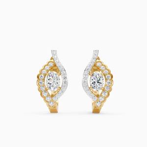 Boucles d'oreilles en diamants cultivés en laboratoire Divine Wave avec diamants de 1,05 carat en or jaune 9 carats, or blanc, or rose - Product Image 3