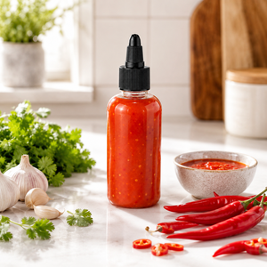 Bouteille de sauce en plastique PET transparent de 120 ml (4 oz) avec bouchon à visser noir, marque Pavico, forme cylindrique, pour condiments et aliments, vente en gros - Product Image 2