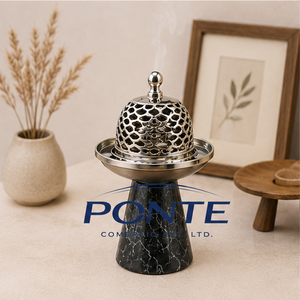 New Modern Marble Base <b>Bakhoor</b> Burner Silver Metal Lid Spring Eco-Friendly Elegant <b>Oud</b> Home Fragrance Spiritual Aromatherapy - Product Image 2
