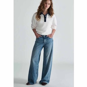 Jean décontracté taille haute pour femme, coupe droite, délavé clair, avec déchirures aux genoux – Nouvelle collection - Product Image 4