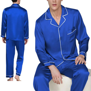 ชุดนอนผ้าไหมผู้ชาย แขนยาว สีพื้น คุณภาพสูง ชุดนอนผ้าไหมเนื้อนุ่มสำหรับผู้ชาย - Product Image 1