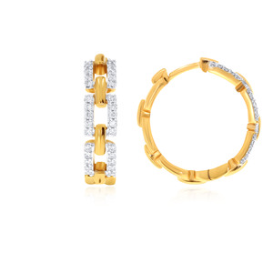 Boucles d'oreilles de luxe pour femmes plaquées or jaune avec diamants à taille ronde et design géométrique pour un usage quotidien - Product Image 3