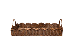 Bandeja rectangular de ratán tejida a mano con asas, cesta de almacenamiento de mimbre natural con borde festoneado para guardar objetos, procedente de Vietnam. - Product Image 2