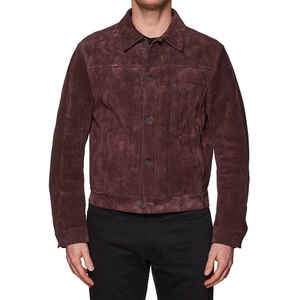 Camisa Chaqueta de Gamuza Borgoña para Hombre, Cuello Camisero, Cierre de Botón, Estilo Casual para Invierno - Product Image 5