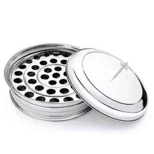 PREMIUM STAINLESS STEEL HOLY COMMUNION TRAY SET 40 CUPS SINGLE TRAY <b>MIRROR</b> POLISH BOTTOM RING CHURCH USE - Product Image 1