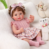 Boneka Bayi Reborn Babeside Vead Girl 20 Inch, Rambut Pendek Coklat, Rambut Asli, Tubuh Kain, Mini Toy, Dilukis Tangan