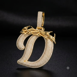 Iced 925 <b>Silver</b> Rose Gold Plated Moissanite Hip Hop Custom <b>Initial</b> Alphabet Letter Diamond Pendant Cross Thrones Design <b>Necklace</b> - Product Image 1