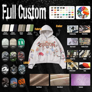 Sweat à capuche personnalisé avec logo graphique DTG, streetwear, coton, oversize, coupe courte, fermeture éclair intégrale, vente en gros, sweats à capuche graphiques personnalisés pour hommes - Product Image 5