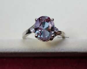 <b>Alexandrite</b> <b>Ring</b>, 925 Sterling Silver <b>Ring</b>, <b>Engagement</b> <b>Ring</b>, Color Changing Gemstone Jewelry, Cocktail <b>Ring</b>, Oval Cut <b>Ring</b> - Product Image 6