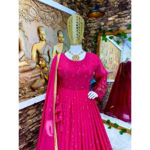 ชุด anarkali มีจี้และ dupatta สวมสำหรับงานเลี้ยงตอนเย็นที่สวยงาม - Product Image 4