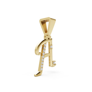 Colgante Personalizado con Inicial 'A' en Diamante Cultivado en Laboratorio, Certificado IGI, Oro de 14K, Letra 'A' Curva en Serif, Estilo Aarinya - Product Image 1
