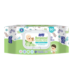 Sanisoft-Toallitas húmedas baratas y fuertes con extracto de pepino botánico, hechas de material spunlace tipo PET, paquete de 80 hojas - Product Image 1