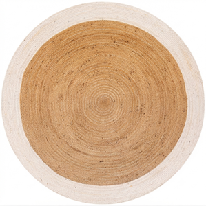 Alfombra Redonda Trenzada de Yute Natural con Borde Blanco - Product Image 2