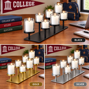 เชิงเทียนโลหะสีดำทันสมัยพร้อมที่ใส่แก้วสำหรับตกแต่งบ้าน - Product Image 3