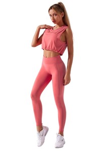Ensemble de survêtement sportif imprimé écologique pour femmes - Tissu respirant à séchage rapide, taille élastique, léger, leggings de yoga et de course - Product Image 4