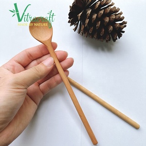 ช้อนไม้ด้ามยาวทำด้วยมือสำหรับเสิร์ฟอาหารและเครื่องดื่มของขวัญจากธรรมชาติขนาด20ซม - Product Image 5