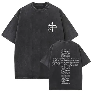 Camiseta de algodón con estampado Chrome Heart y lavado ácido para hombre, corte holgado, camisetas estampadas, superventas, estilo urbano, ligera, oversize - Product Image 5