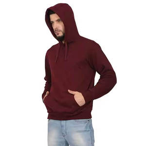 เสื้อสเวตเชิ้ตมีฮู้ดสีน้ำตาลแดงสำหรับผู้ชาย ทรงปกติ ลำลอง ผ้าถัก สีพื้น ใส่ได้ในฤดูใบไม้ร่วง - Product Image 2