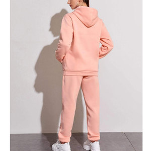 Ensemble de survêtement rose à capuche pour femme, manches longues, couleur unie, décontracté, sweat-shirt et pantalon amples, respirant, pour l'automne - Product Image 3