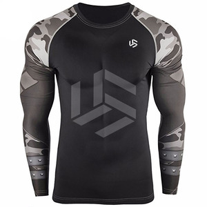 Camiseta de compresión de color liso para hombre, ajustada, elástica, para entrenamiento, deportiva, fitness, camiseta de protección contra erupciones cutáneas para hombre - Product Image 4