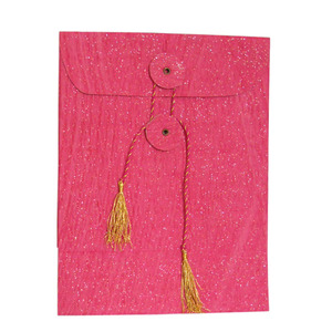 Handmade Thick Textured Paper With Colour & Slight <b>Glitter</b> Coated On It For Ceremonial Use Lovely Pouch - Product Image 1