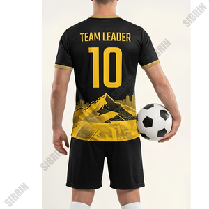 Ensemble d'uniformes de football personnalisés sublimés SIBRIN |   Maillots et shorts d'équipe Logo Nom Numéro |   Tissu respirant et à séchage rapide 100% polyester - Product Image 6