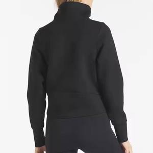 Sudadera de Mujer con Cuello Alto y Cremallera, Color Morado, Manga Larga, Tejido de Punto, Color Sólido, Transpirable, Corta, para Otoño - Product Image 4