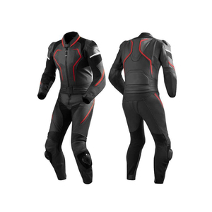 Top Trendy Men's Black <b>Red</b> Motorcycle Racing <b>Suit</b> Full Sleeve Leather Windproof All Seasons Jumpsuit Breathable Eco-Friendly - Product Image 2