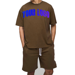 Ensemble survêtement 2 pièces surdimensionné avec logo personnalisé, t-shirt et short, effet délavé, ensemble 2 pièces avec t-shirts et shorts graphiques personnalisés - Product Image 4