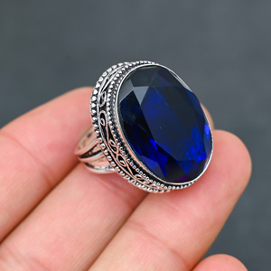 Magnifique bague tendance en topaze bleue de Londres, en argent sterling 925 massif, bijoux faits à la main, vente en gros directe d'usine - Product Image 2