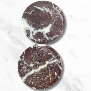 Premium Rosso Levanto <b>Marble</b> <b>Coasters</b> Natural Stone Finish Drink <b>Coasters</b> for Luxury Home Decor Coffee Table Dining and Drink - Product Image 2