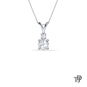 Pendentif élégant en or 14 carats avec diamant de laboratoire rond solitaire à quatre griffes en V - Product Image 5