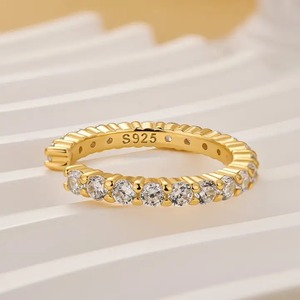 Anillo de Compromiso Clásico de Eternidad con Corte Redondo Abierto de Moissanita 925 de 1.3 Quilates, Chapado en Oro Rosa sobre Plata de Ley para Mujer - Product Image 1