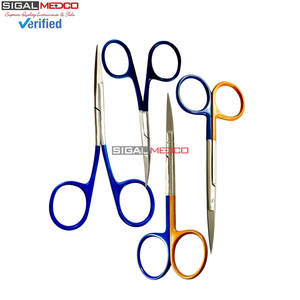 Tijeras Profesionales para Iris de 4.5 Pulgadas, Tijeras Quirúrgicas de Punta Afilada, Hojas Curvas y Rectas, Mango con Código de Color, Alemánas - Product Image 5